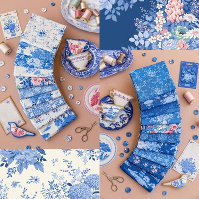 Tilda Fabric - Something Blue Fat Quarter 1/4 Bundle