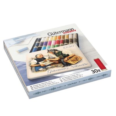 Gutermann Sew-All Polyester Sewing Thread in Nostalgic Box - 30 Reels
