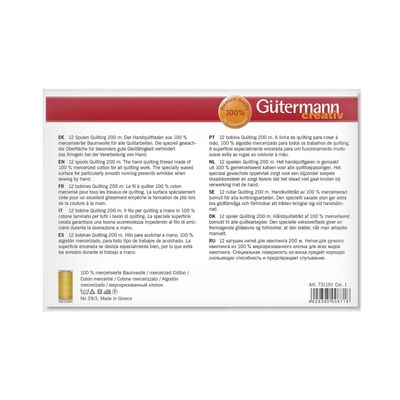 Gutermann 100% Mercerised Cotton Thread Kit for Hand Quilting - 12 Reels x 200m