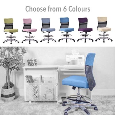 Horn Lux-i Sewing Chair - for Adjustable Height Sewing & Cutting - Ocean Blue