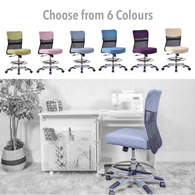 Horn Lux-i Sewing Chair - for Adjustable Height Sewing & Cutting - Sky Blue