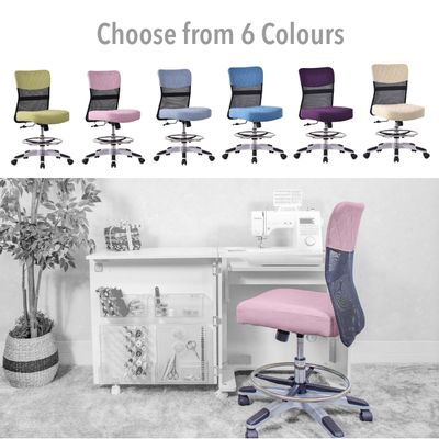 Horn Lux-i Sewing Chair - for Adjustable Height Sewing & Cutting - Pink