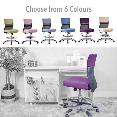 Horn Lux-i Sewing Chair - for Adjustable Height Sewing & Cutting - Viola Purple