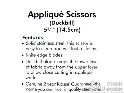 Duckbill Applique Scissors - 15mm / 6 inch by Klasse