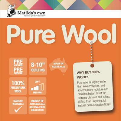 Matilda's Own 100% Wool Batting (240cm Width) - Whole Roll 30m