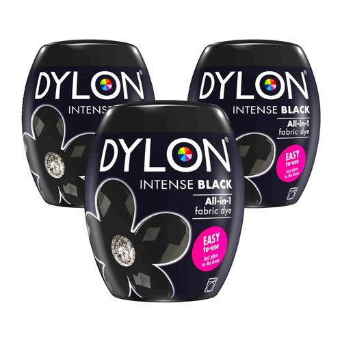 3 x DYLON Intense Black Machine Dye Pod 350g Permanent Colour Wash