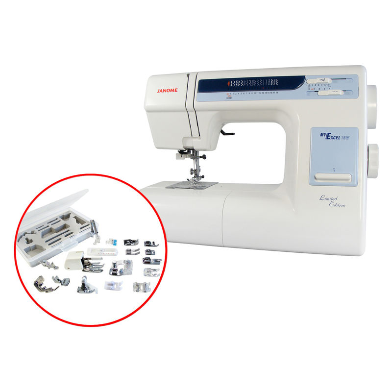 Janome My Excel Sewing Machine with Walking Foot + Feet Set Sew Much