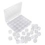 25 Empty Plastic Bobbins + Storage Box